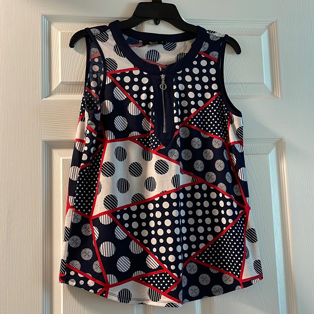 NAÏF top Size Medium— Zipper —- red , white and blue
